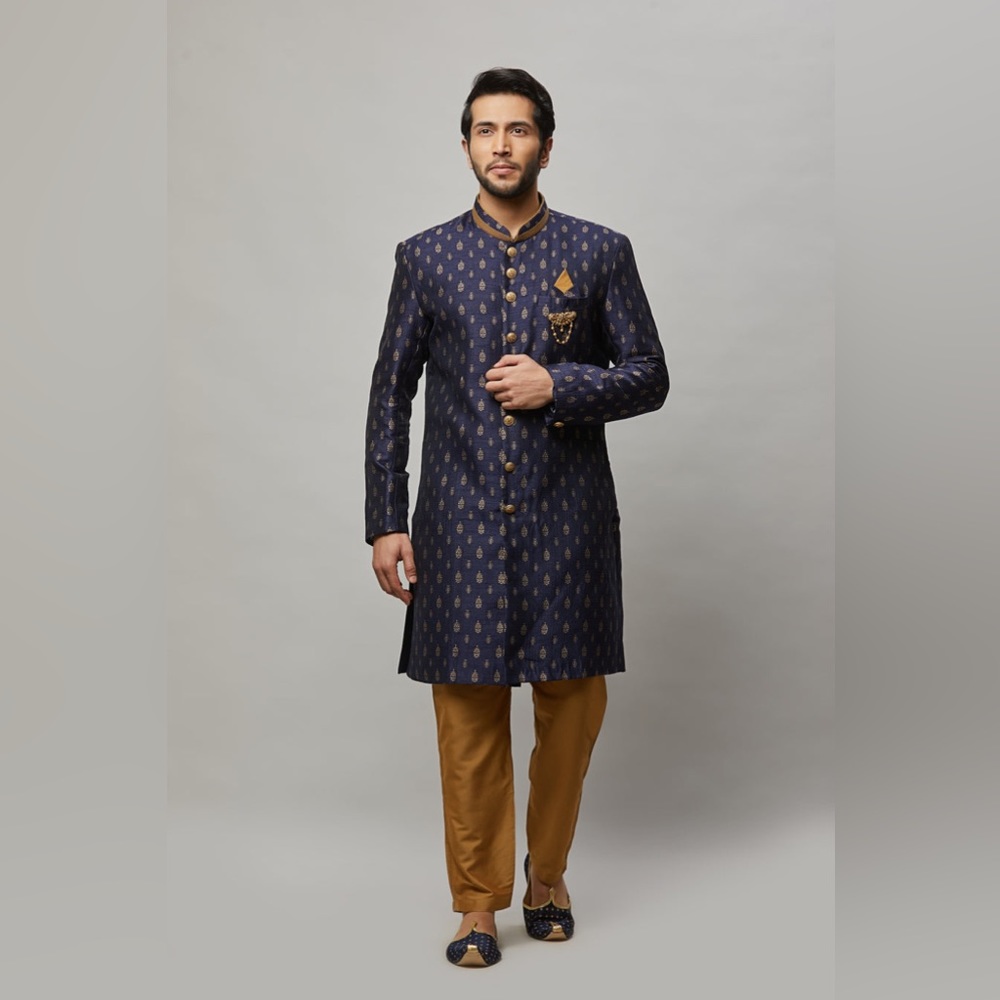 Navy Blue Indo-Western Kurta Set
